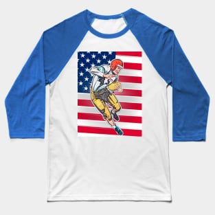 Football Athlete and American Flag Baseball T-Shirt